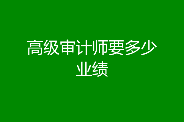 高级审计师要多少业绩