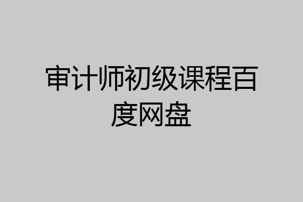 审计师初级课程百度网盘