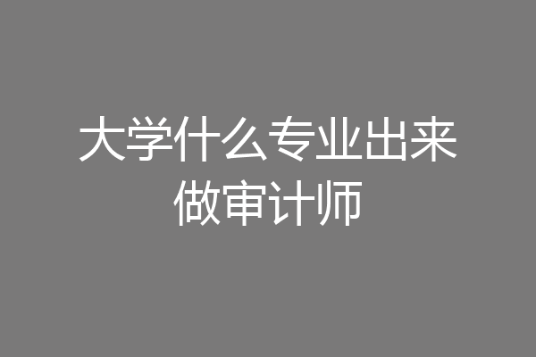 大学什么专业出来做审计师