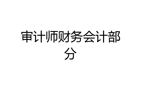 审计师财务会计部分