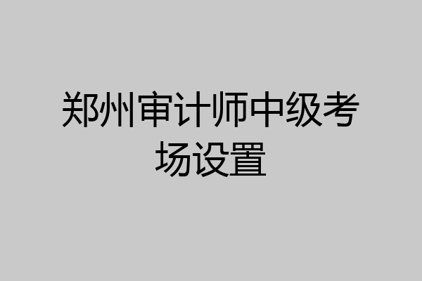 郑州审计师中级考场设置