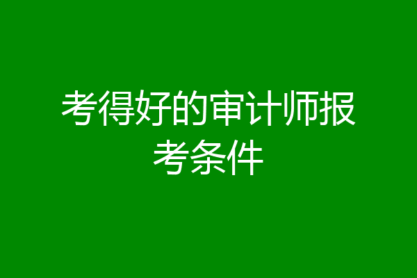 考得好的审计师报考条件