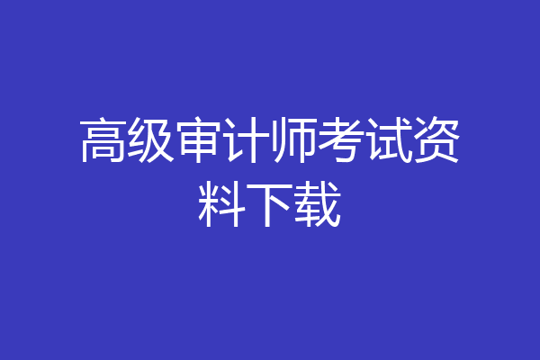 高级审计师考试资料下载
