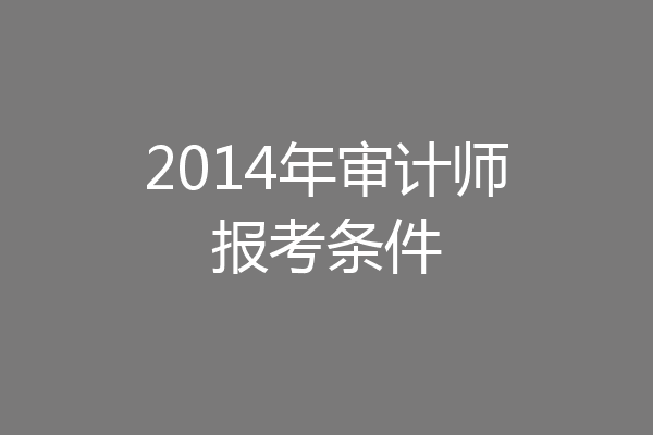 2014年审计师报考条件