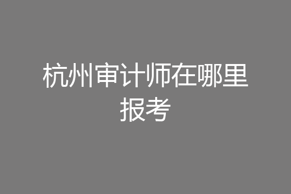 杭州审计师在哪里报考