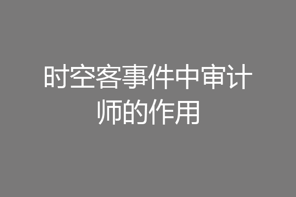 时空客事件中审计师的作用