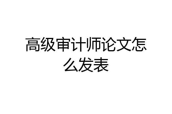 高级审计师论文怎么发表