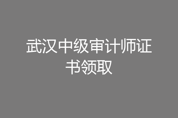 武汉中级审计师证书领取