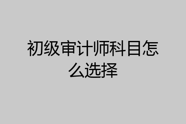 初级审计师科目怎么选择
