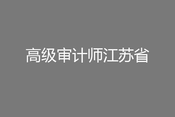 高级审计师江苏省