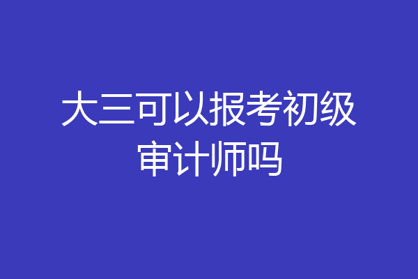 大三可以报考初级审计师吗