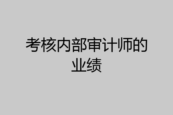 考核内部审计师的业绩