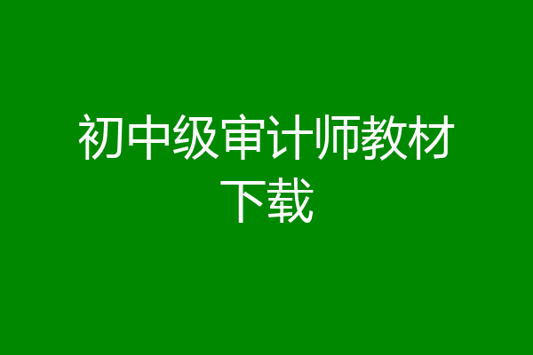 初中级审计师教材下载