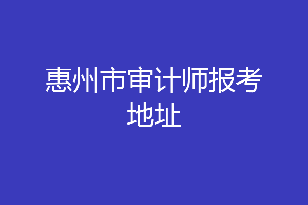 惠州市审计师报考地址