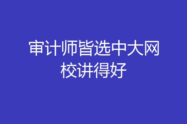 审计师皆选中大网校讲得好