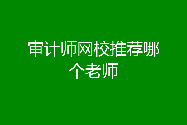 审计师网校推荐哪个老师