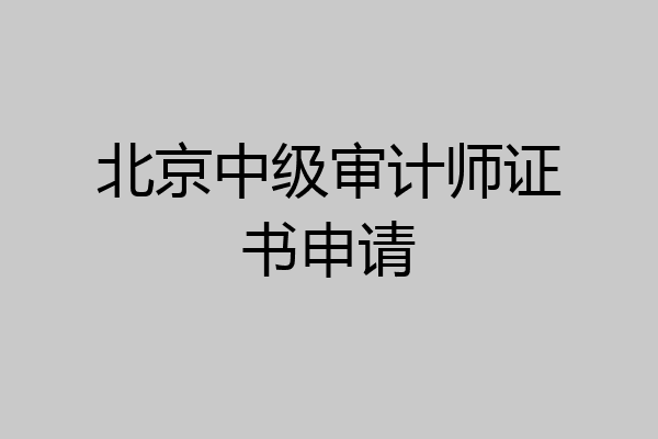 北京中级审计师证书申请