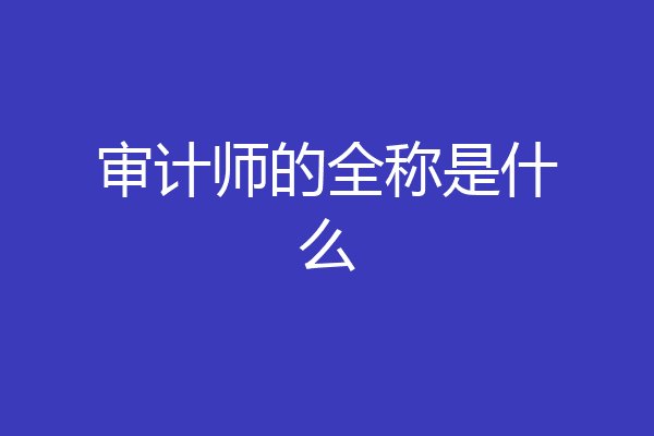 审计师的全称是什么