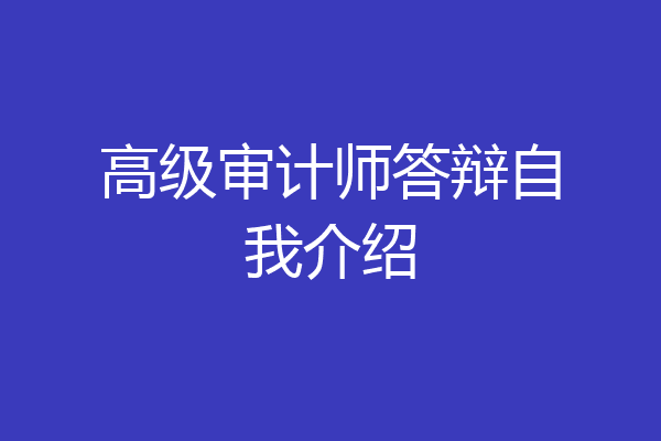 高级审计师答辩自我介绍