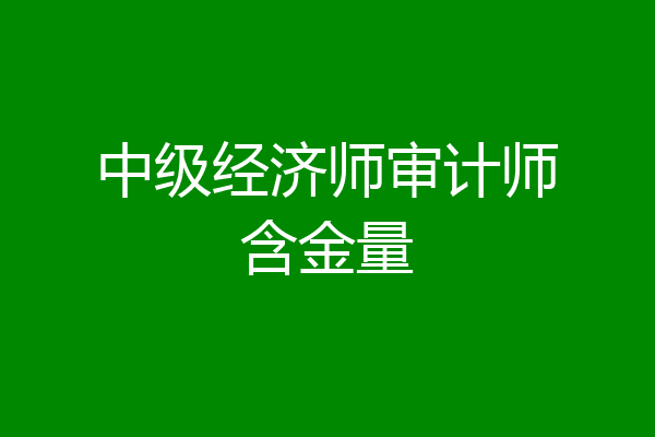 中级经济师审计师含金量