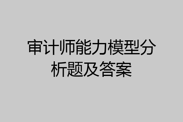 审计师能力模型分析题及答案