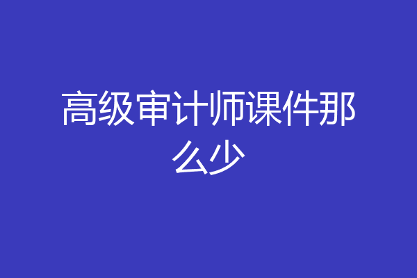 高级审计师课件那么少