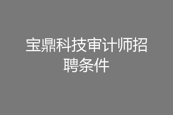 宝鼎科技审计师招聘条件