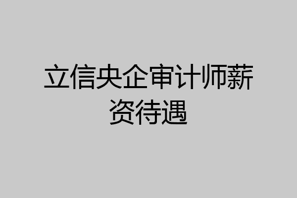 立信央企审计师薪资待遇