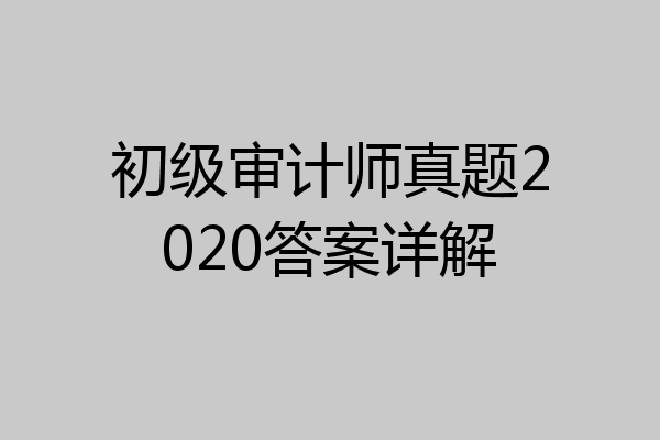 初级审计师真题2020答案详解