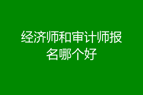 经济师和审计师报名哪个好