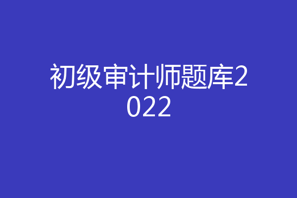 初级审计师题库2022