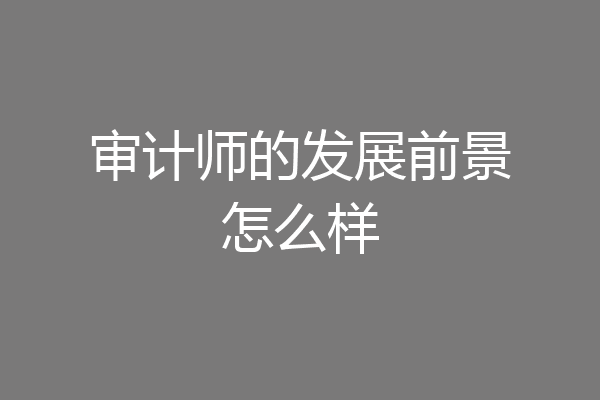 审计师的发展前景怎么样