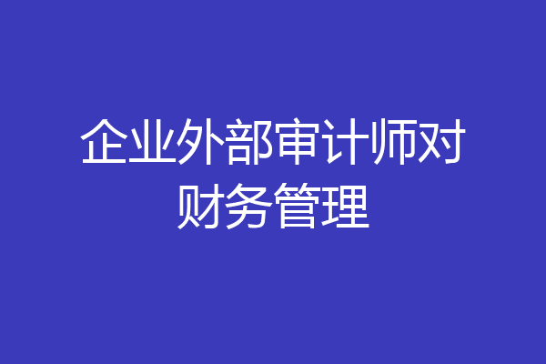 企业外部审计师对财务管理