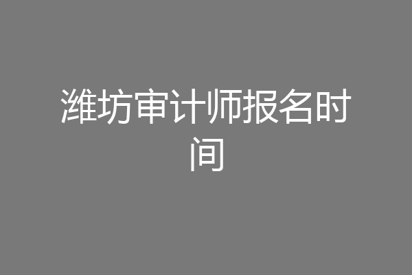 潍坊审计师报名时间