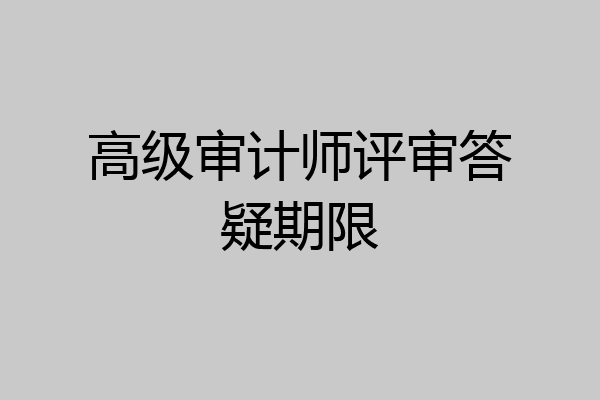 高级审计师评审答疑期限