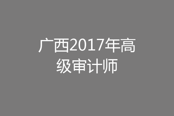 广西2017年高级审计师