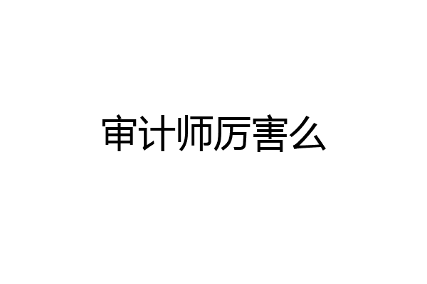 审计师厉害么