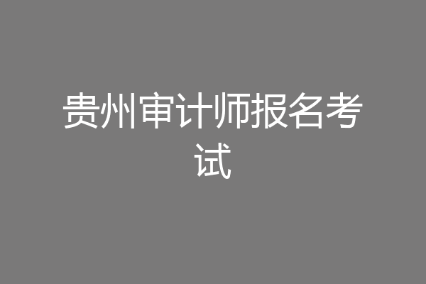 贵州审计师报名考试