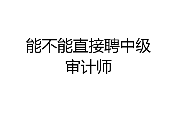 能不能直接聘中级审计师