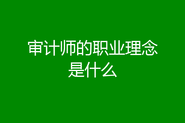 审计师的职业理念是什么