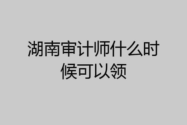 湖南审计师什么时候可以领