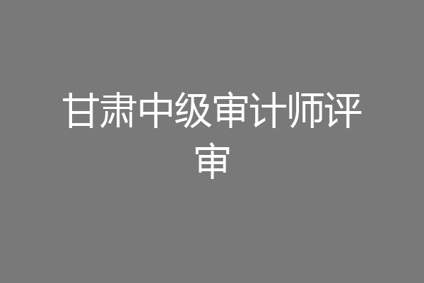 甘肃中级审计师评审