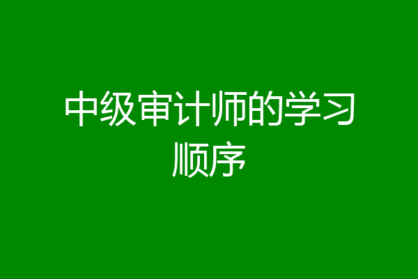 中级审计师的学习顺序