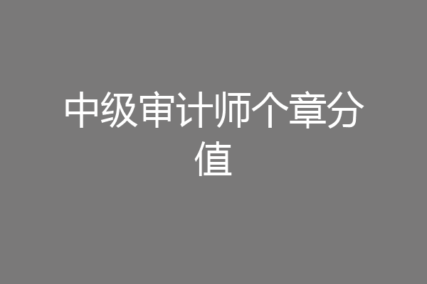 中级审计师个章分值