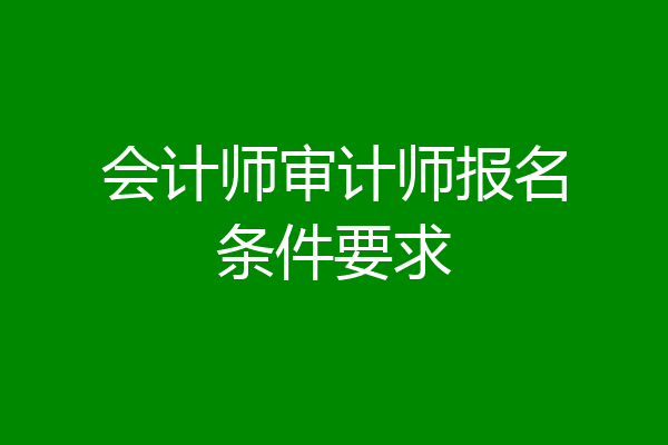 会计师审计师报名条件要求