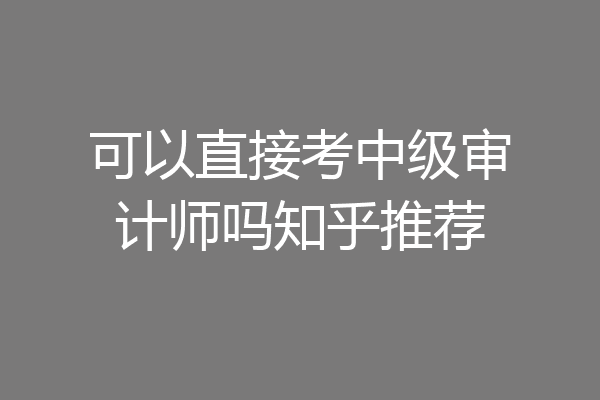 可以直接考中级审计师吗知乎推荐