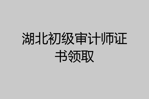 湖北初级审计师证书领取