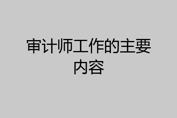审计师工作的主要内容