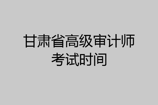 甘肃省高级审计师考试时间