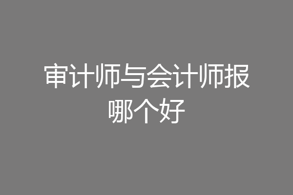 审计师与会计师报哪个好